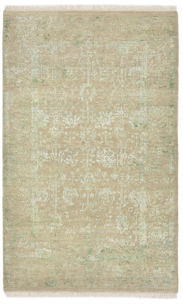 Indo rug Sadraa 5'0"x3'1" 5'0"x3'1", Persian Rug Knotted by hand