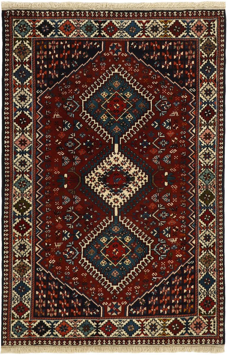 Tapis persan Yalameh 4'10"x3'3" 4'10"x3'3", Tapis persan Noué à la main