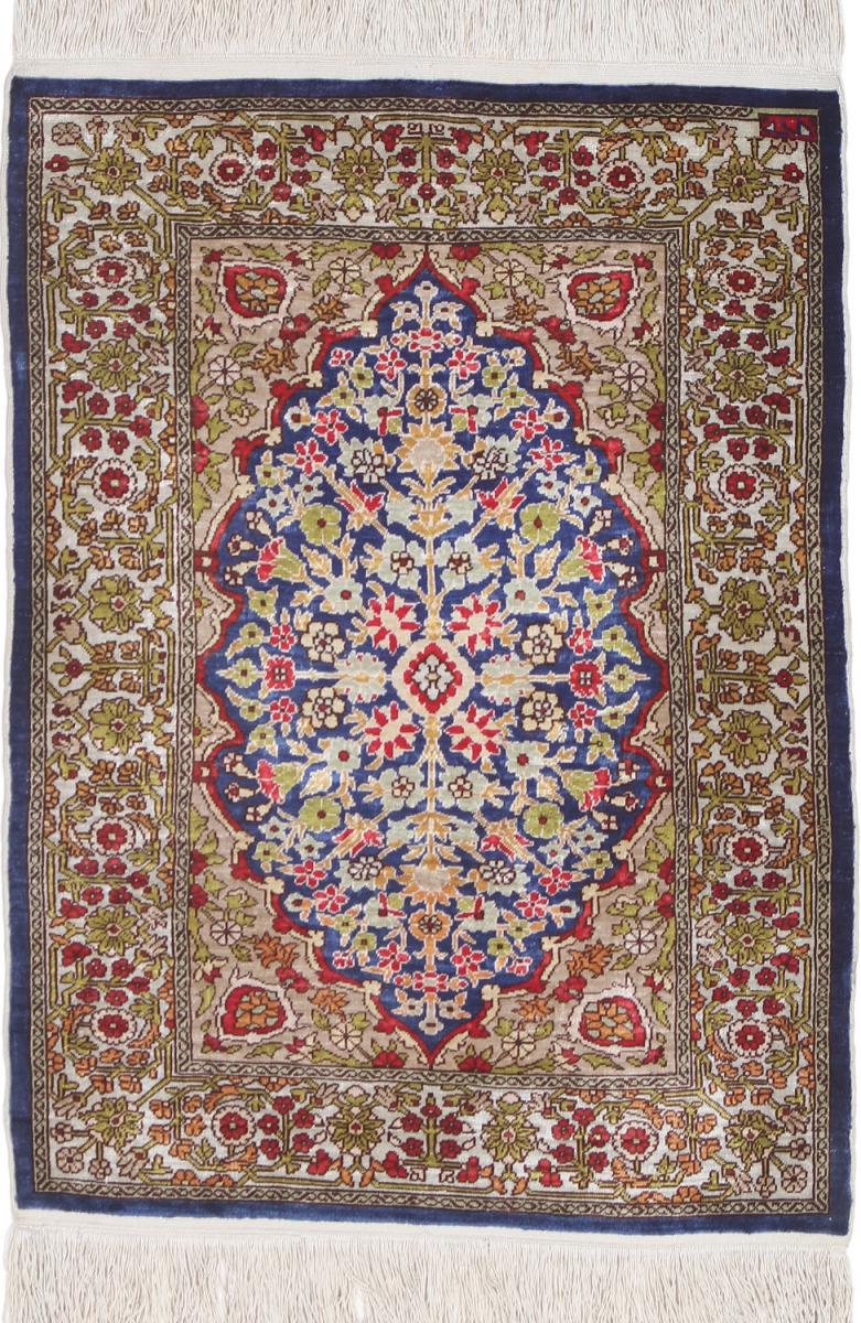  Hereke Silk 2'1"x1'7" 2'1"x1'7", Persian Rug Knotted by hand