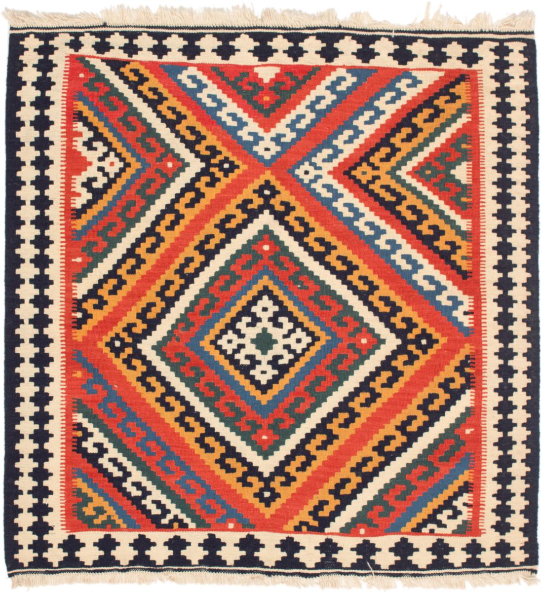 Persian Rug Kilim Fars 3'7"x3'7" 3'7"x3'7", Persian Rug Woven by hand