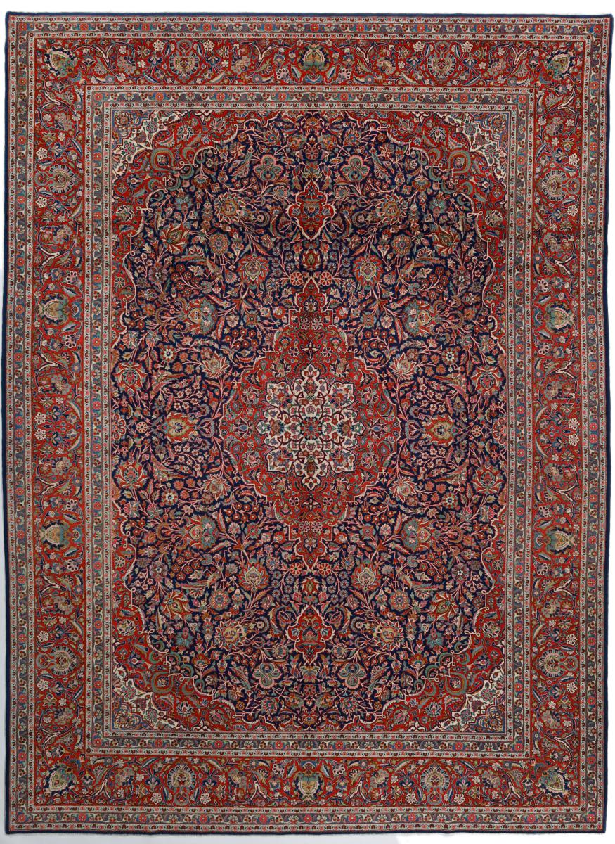 Περσικό χαλί Keshan παλαιός 12'3"x8'11" 12'3"x8'11", Περσικό χαλί Οι κόμποι έγιναν με το χέρι