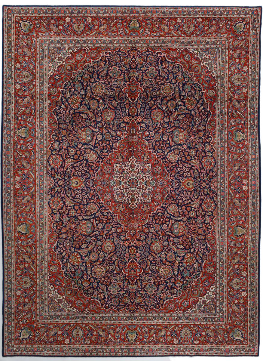 Tapis persan Kashan Ancien 12'3"x8'11" 12'3"x8'11", Tapis persan Noué à la main