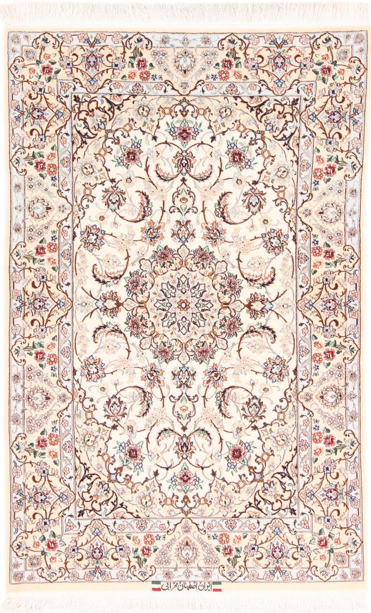 Persian Rug Isfahan Silk Warp 5'6"x3'5" 5'6"x3'5", Persian Rug Knotted by hand