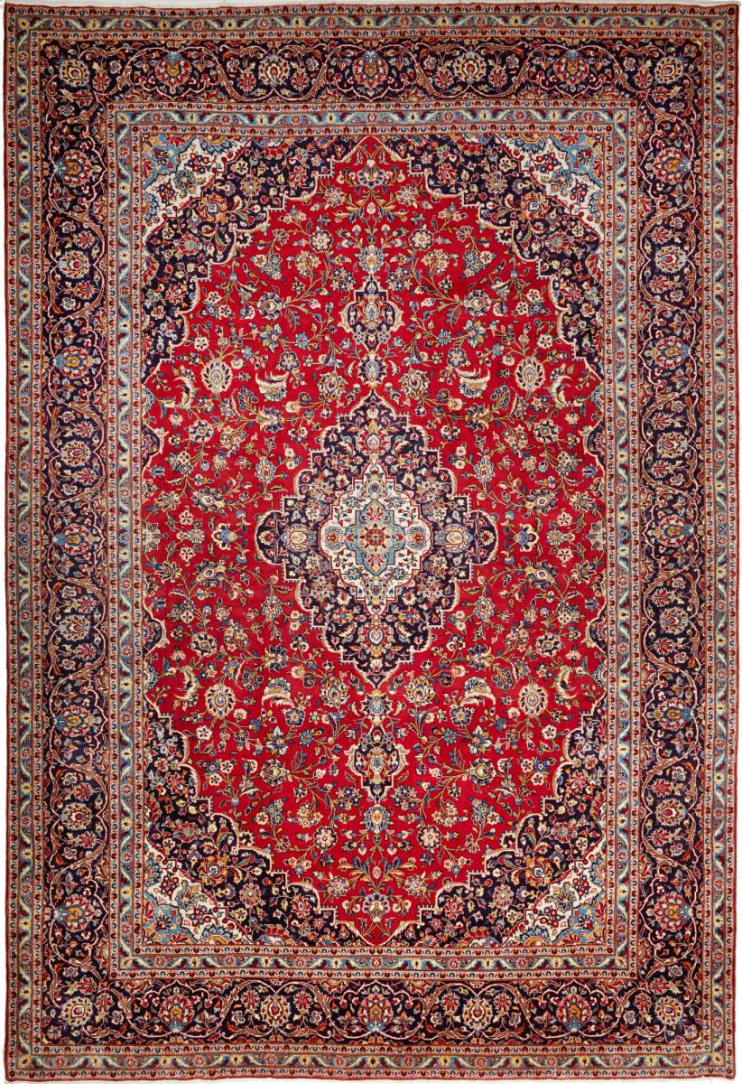 Tapis persan Kashan 13'3"x9'11" 13'3"x9'11", Tapis persan Noué à la main