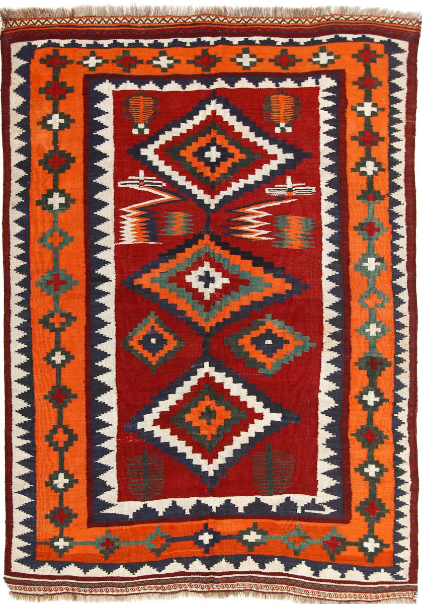 Persian Rug Kilim Fars Ghashghai 7'6"x5'6" 7'6"x5'6", Persian Rug Woven by hand