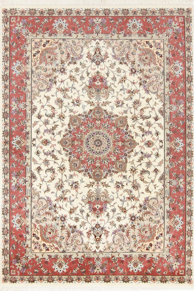 Persian Rug Tabriz 50Raj 8'1"x5'8" 8'1"x5'8", Persian Rug Knotted by hand