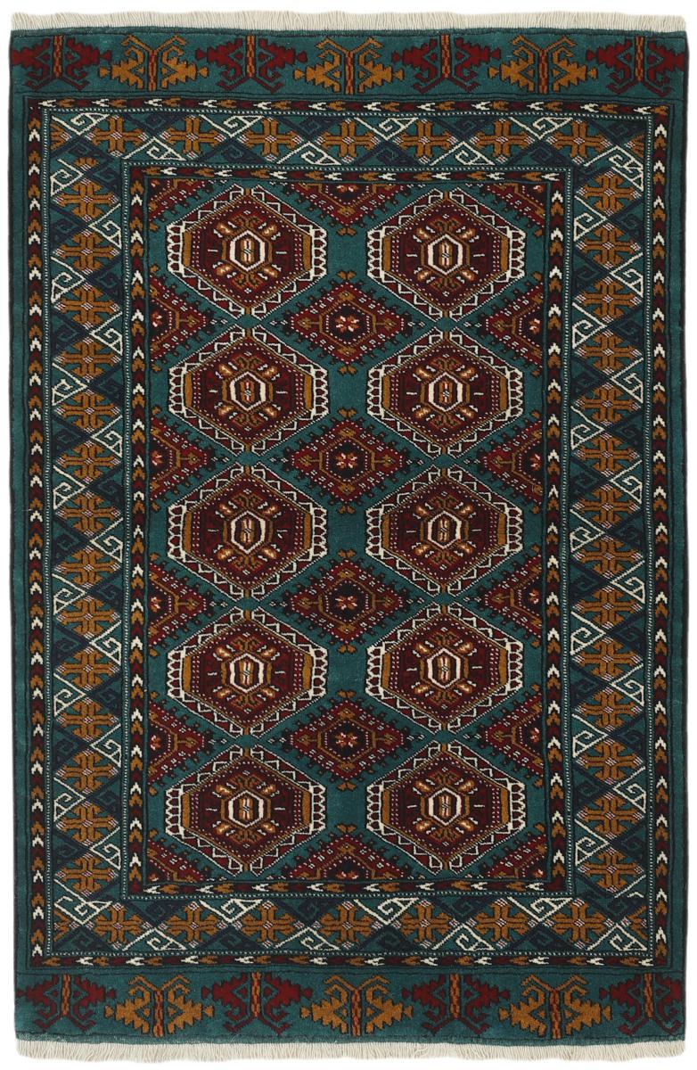 Persian Rug Turkaman 5'1"x3'5" 5'1"x3'5", Persian Rug Knotted by hand
