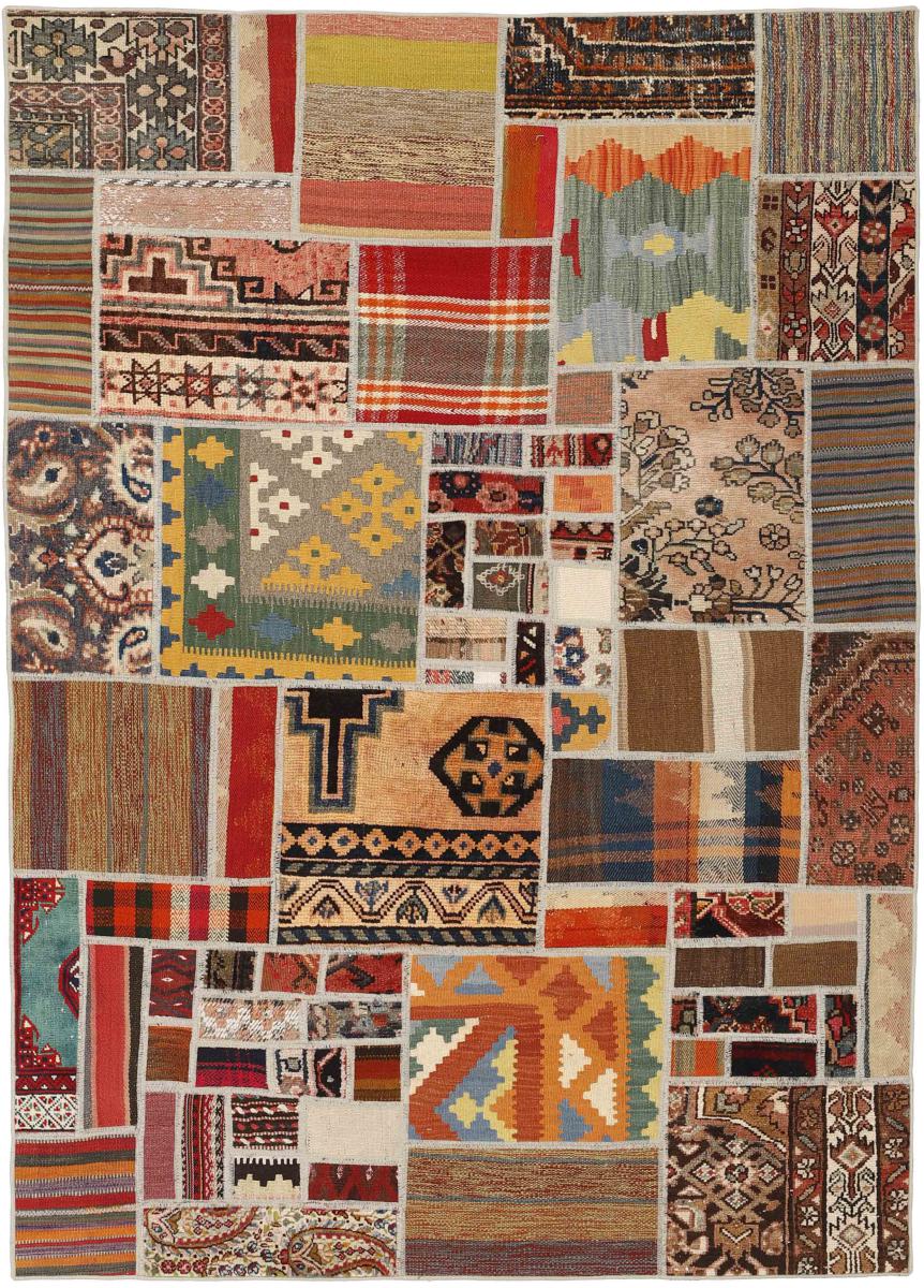  ペルシャ絨毯 キリム パッチワーク 199x141 199x141,  ペルシャ絨毯 手織り