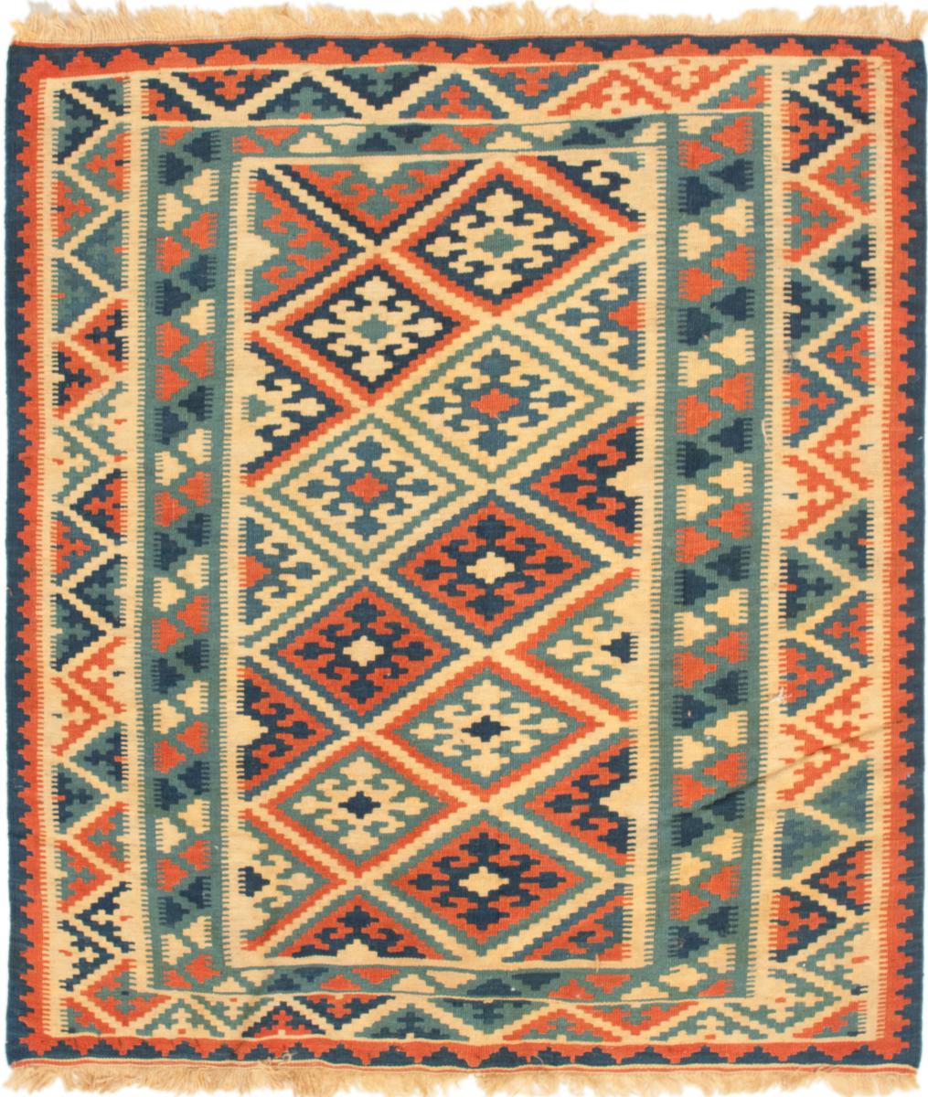 Persian Rug Kilim Fars 3'6"x3'2" 3'6"x3'2", Persian Rug Woven by hand