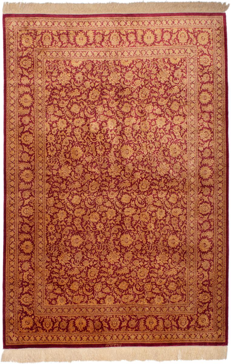 Tapis persan Ghom Soie 199x137 199x137, Tapis persan Noué à la main