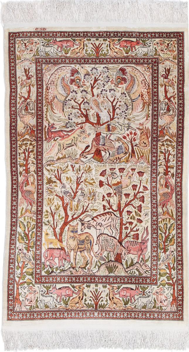 Hereke Silk 107x67 107x67, Persian Rug Knotted by hand