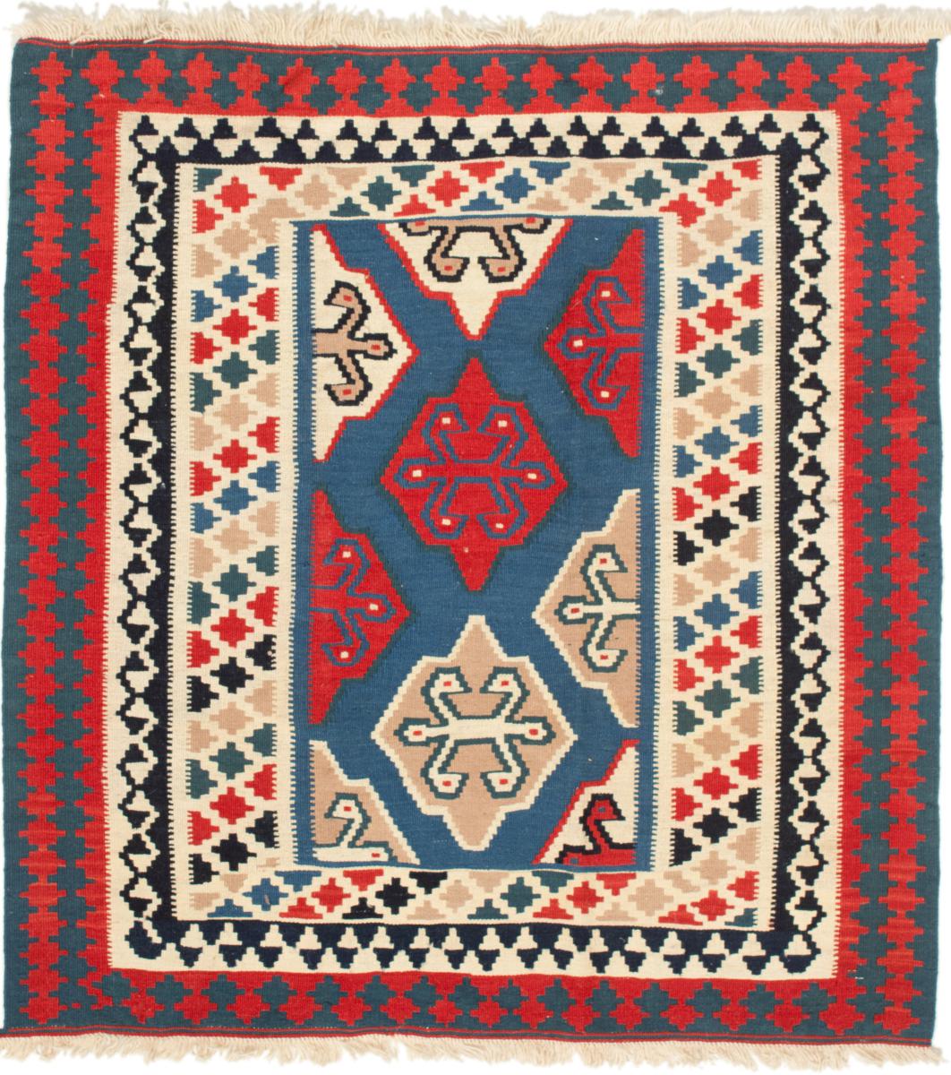 Persian Rug Kilim Fars 4'0"x3'8" 4'0"x3'8", Persian Rug Woven by hand