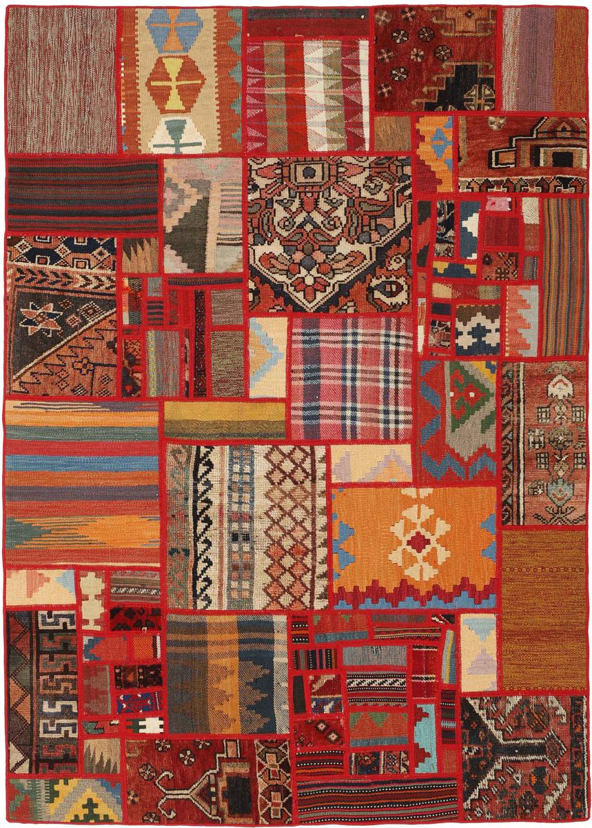  ペルシャ絨毯 キリム パッチワーク 199x139 199x139,  ペルシャ絨毯 手織り