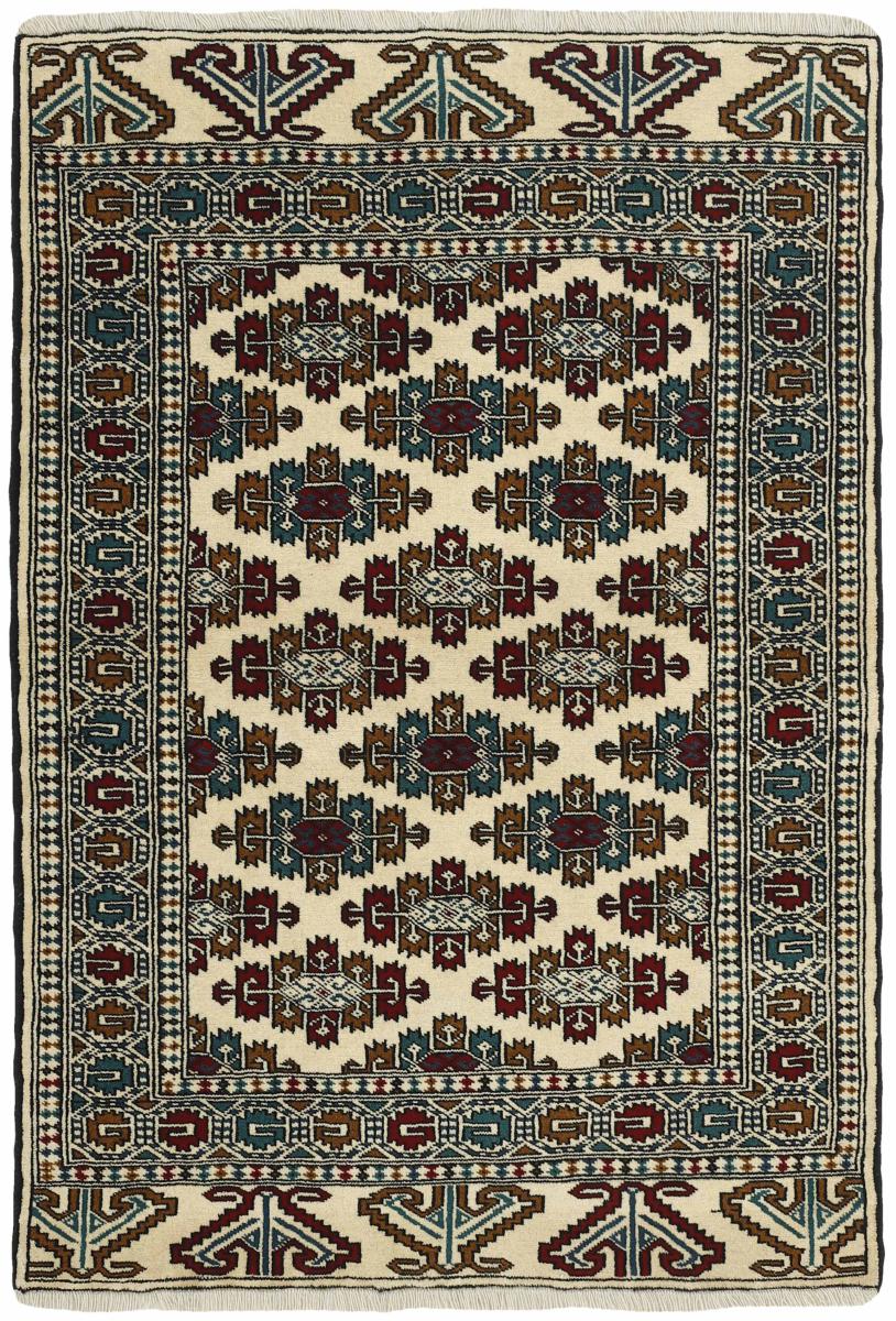 Tapis persan Turkaman 4'11"x3'5" 4'11"x3'5", Tapis persan Noué à la main