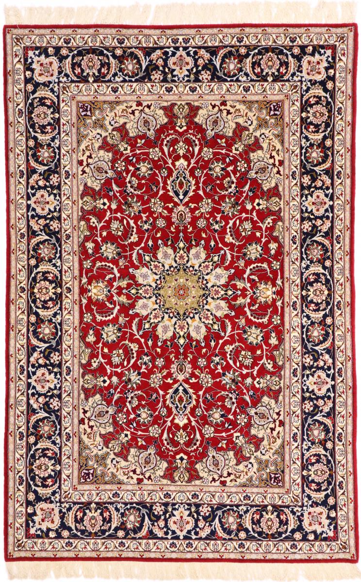 Persian Rug Isfahan Silk Warp 7'11"x5'3" 7'11"x5'3", Persian Rug Knotted by hand