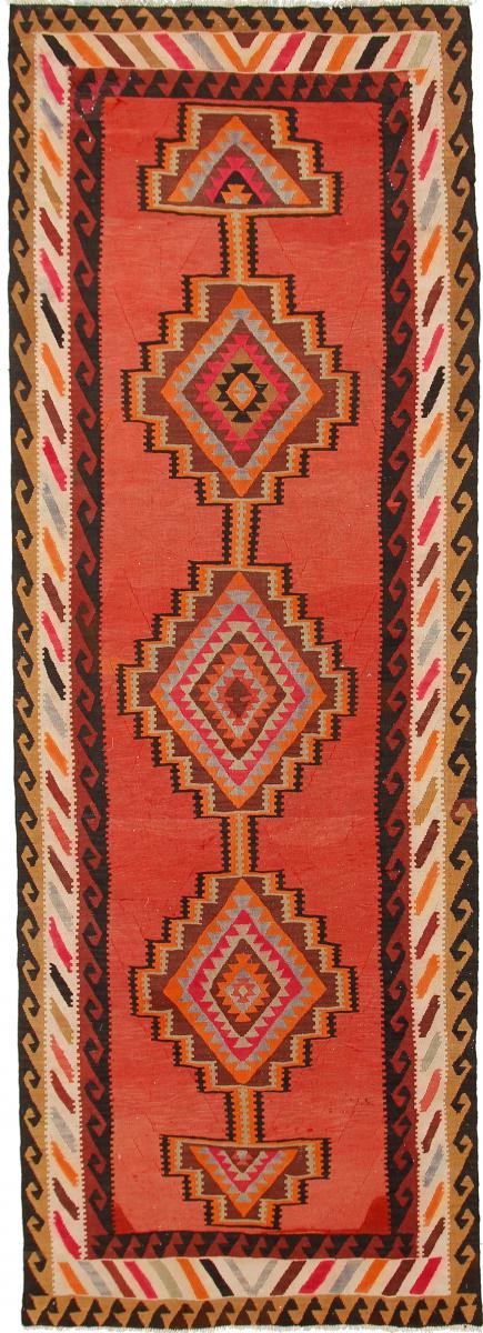 Tappeto persiano Kilim Fars Azerbaijan Antico 396x137 396x137, Tappeto persiano Tessuto a mano