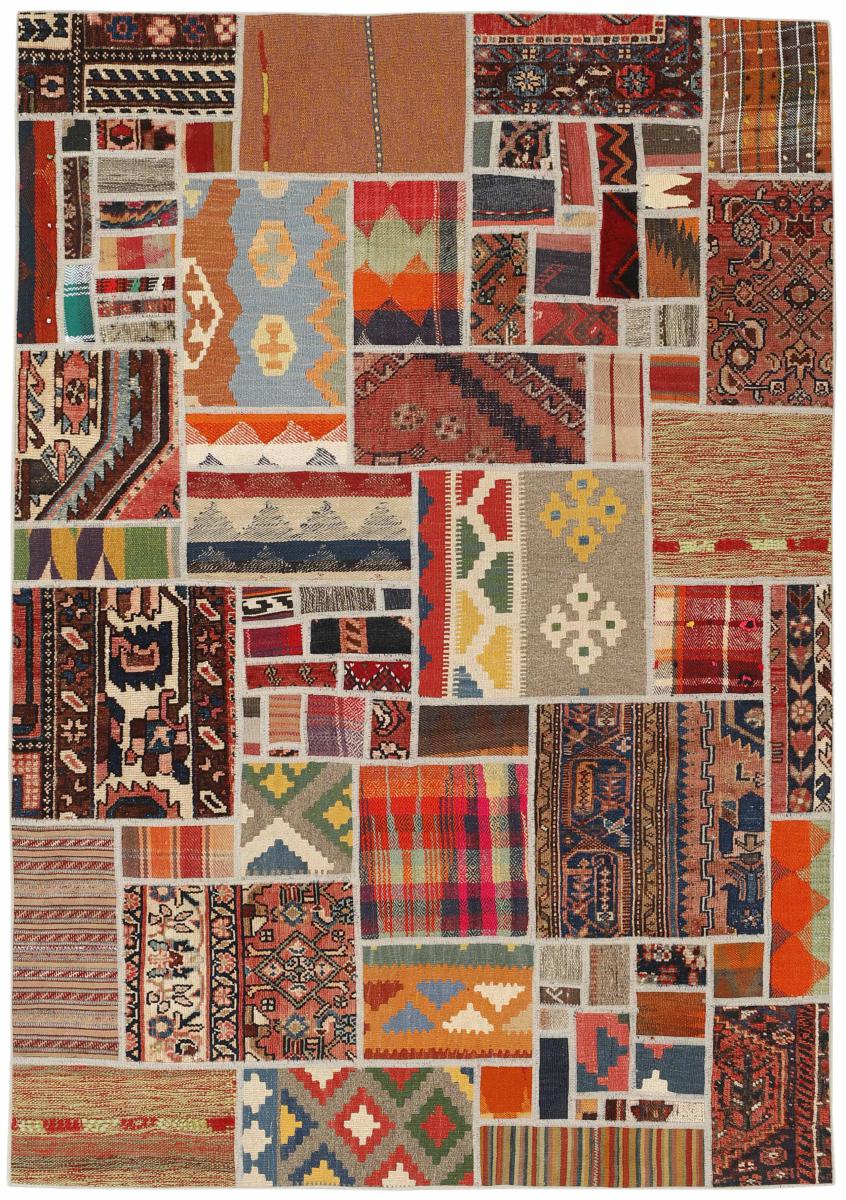 Persian Rug Kilim Patchwork 6'7"x4'7" 6'7"x4'7", Persian Rug Woven by hand