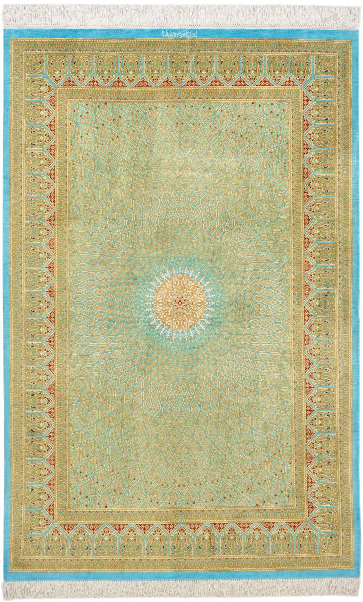 Perzisch tapijt Qum Zijde 5'0"x3'3" 5'0"x3'3", Perzisch tapijt Handgeknoopte