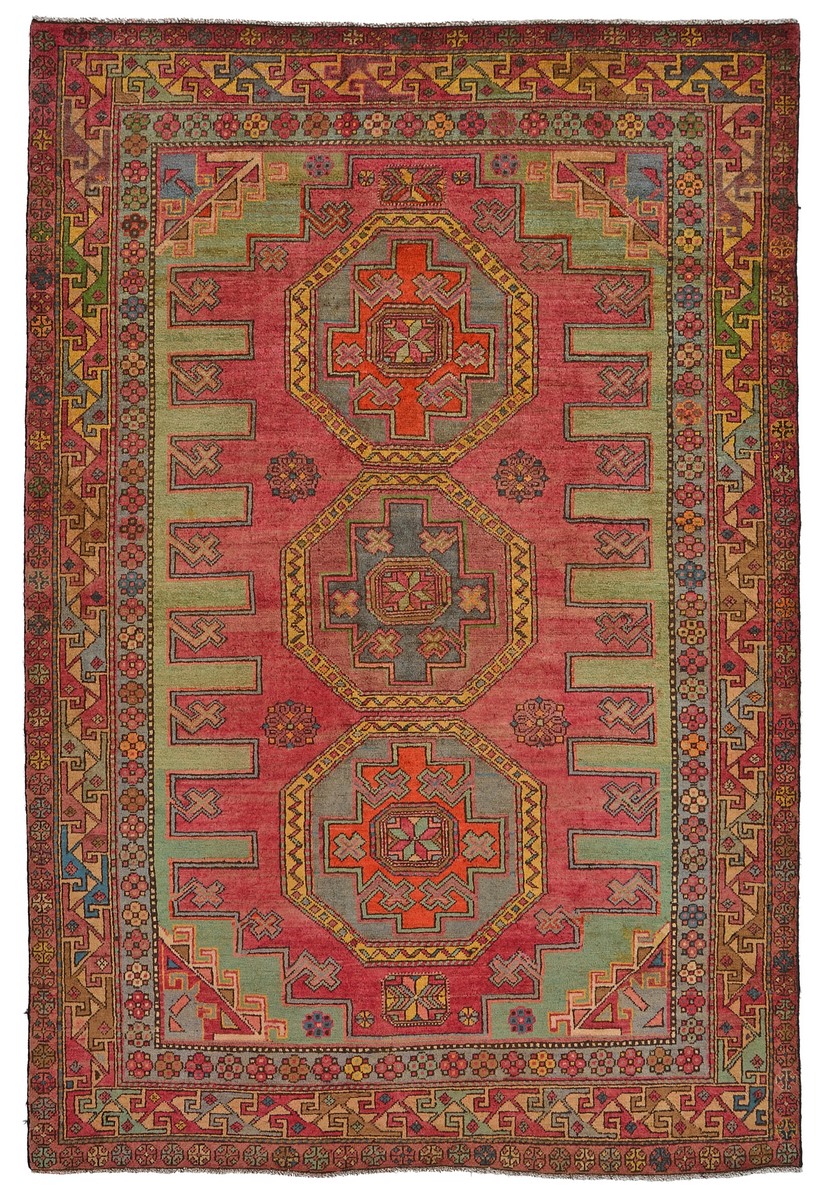 Russian rug Azerbaidjan Old 6'9"x4'7" 6'9"x4'7", Persian Rug Knotted by hand