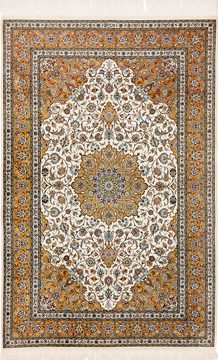 Περσικό χαλί Ghom μετάξι Keshani Falah 201x131 201x131, Περσικό χαλί Οι κόμποι έγιναν με το χέρι