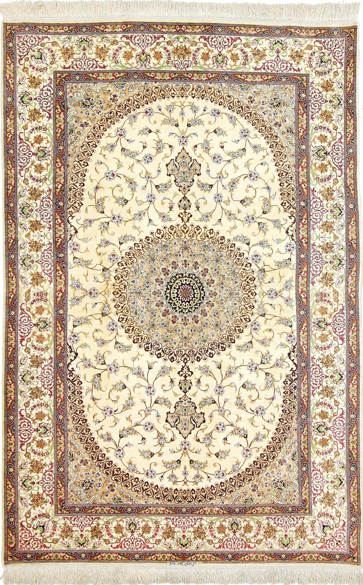 Persisk tæppe Ghom Silke 198x131 198x131, Persisk tæppe Knyttet i hånden