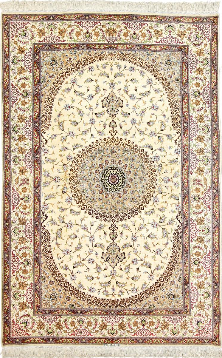 Tapis persan Ghom Soie 198x131 198x131, Tapis persan Noué à la main