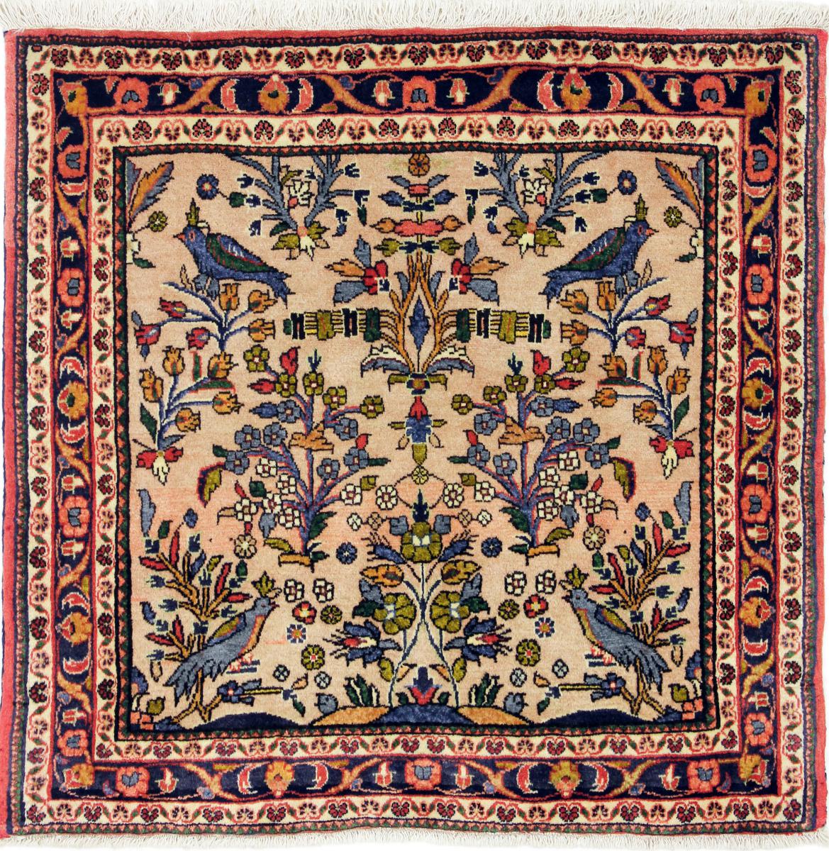 Persian Rug Hamadan 3'1"x3'3" 3'1"x3'3", Persian Rug Knotted by hand