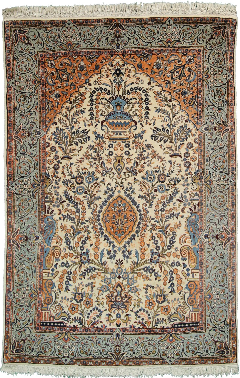 Persian Rug Sarouk Old 5'0"x3'3" 5'0"x3'3", Persian Rug Knotted by hand