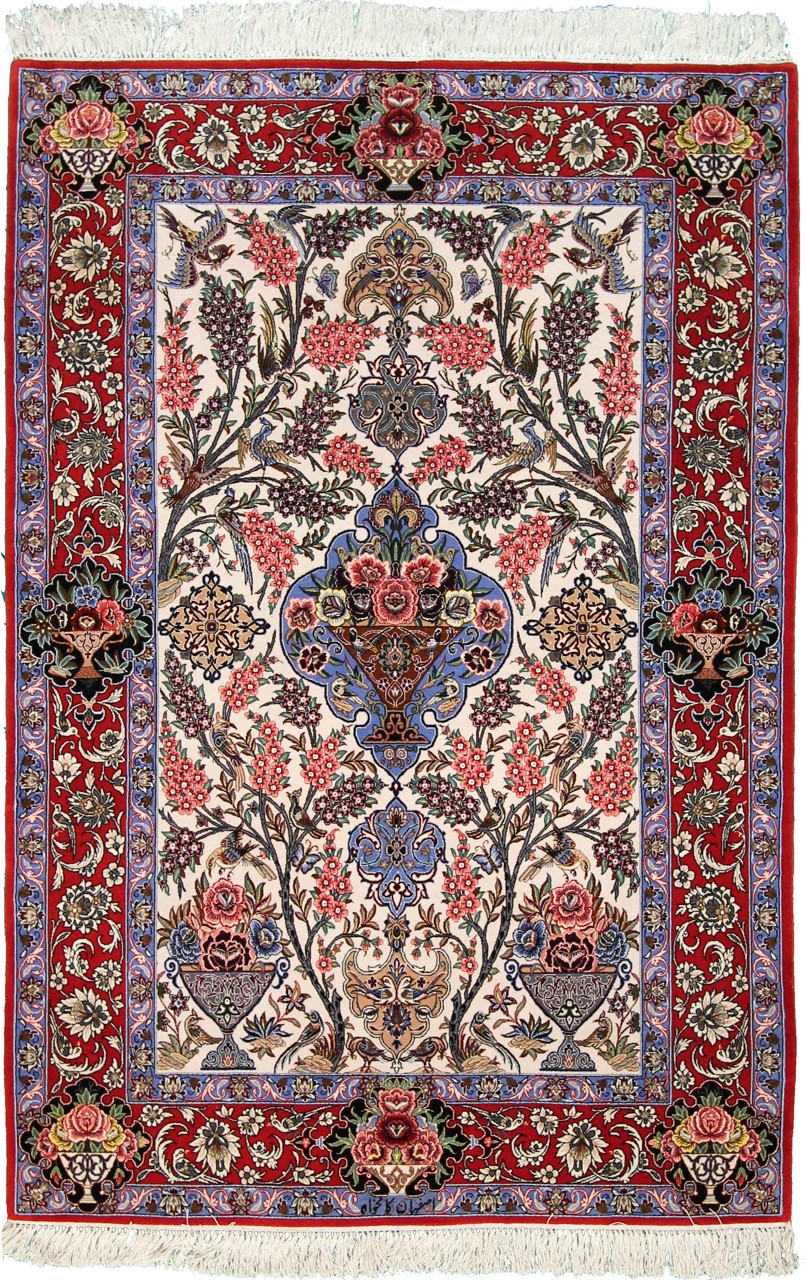 Tapis persan Ispahan Chaîne de Soie 167x112 167x112, Tapis persan Noué à la main