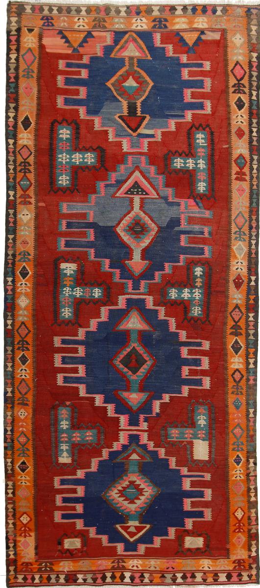 Persisk tæppe Kelim Fars Azerbaijan Antikke 317x141 317x141, Persisk tæppe Håndvævet