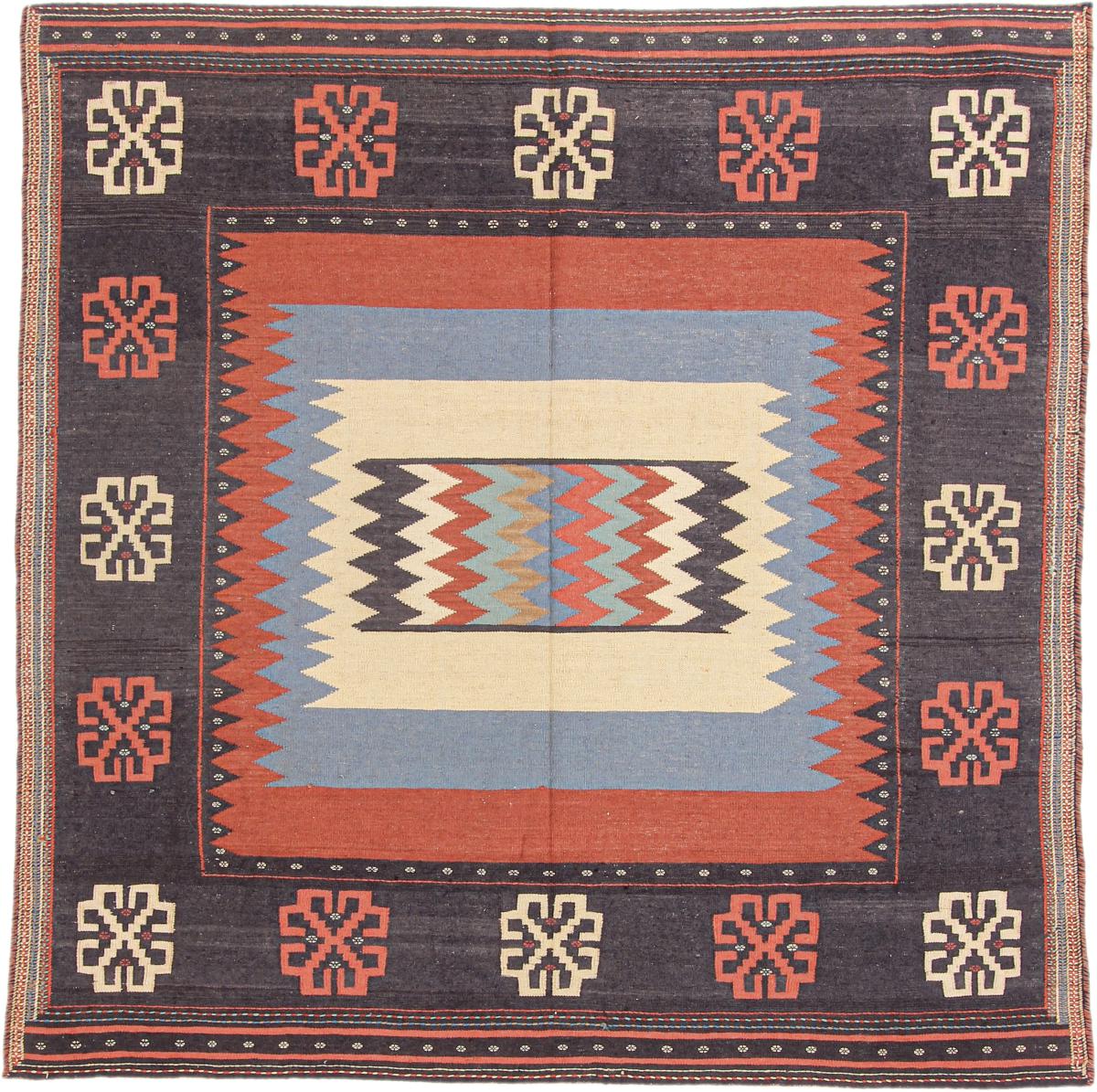 Tapis persan Kilim Fars 141x138 141x138, Tapis persan Tissé à la main