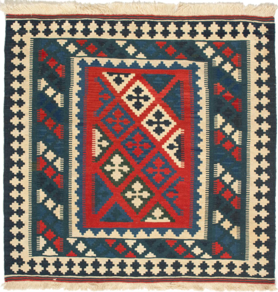  ペルシャ絨毯 キリム Fars 3'6"x3'4" 3'6"x3'4",  ペルシャ絨毯 手織り