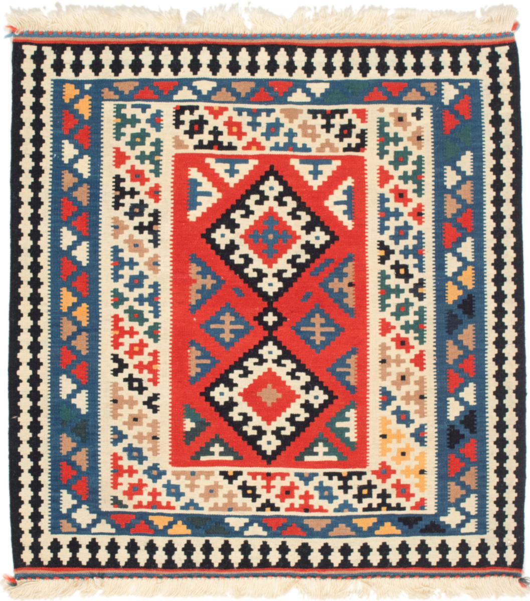  ペルシャ絨毯 キリム Fars 3'6"x3'3" 3'6"x3'3",  ペルシャ絨毯 手織り