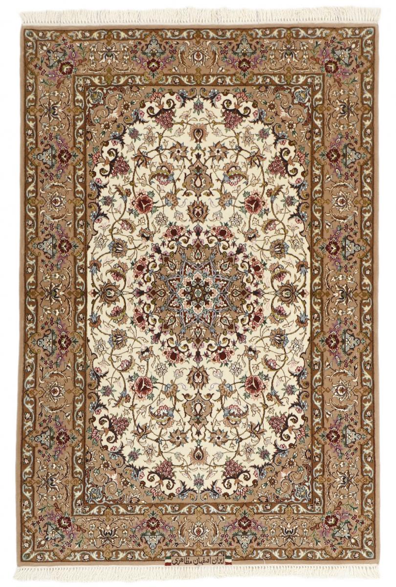 Persian Rug Isfahan Silk Warp 5'2"x3'7" 5'2"x3'7", Persian Rug Knotted by hand