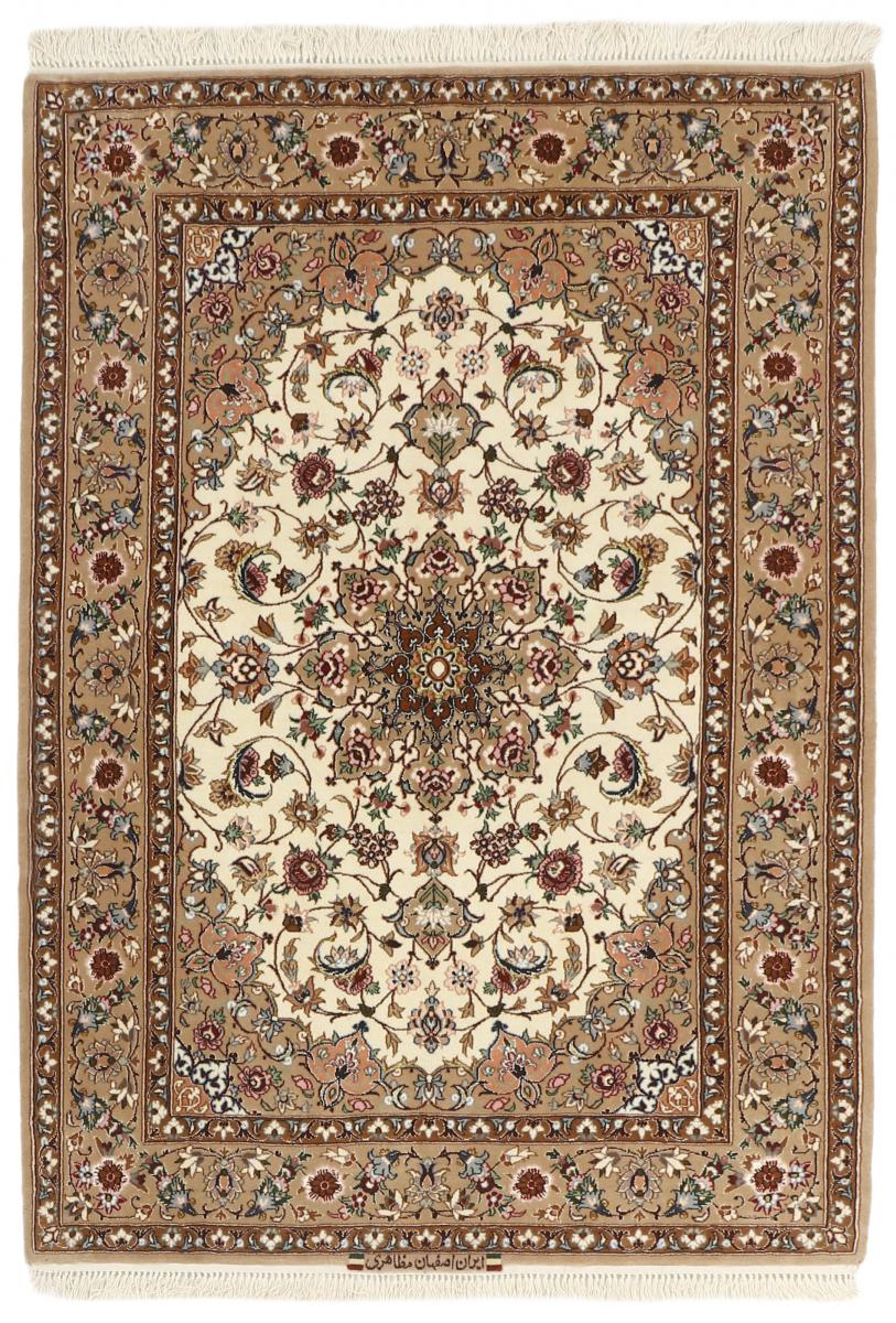 Tappeto persiano Isfahan Ordito in Seta 5'3"x3'8" 5'3"x3'8", Tappeto persiano Annodato a mano