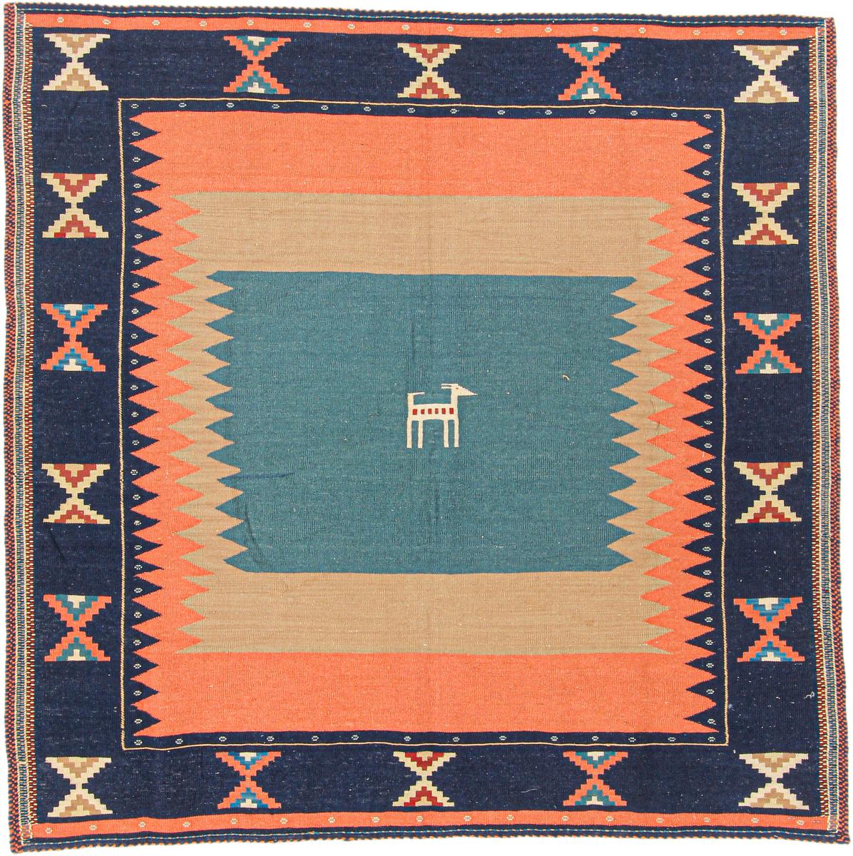 Tapete persa Kilim Fars 141x140 141x140, Tapete persa Tecido à mão