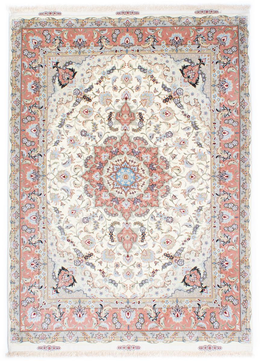 Persian Rug Tabriz 50Raj Silk Warp 6'8"x5'1" 6'8"x5'1", Persian Rug Knotted by hand