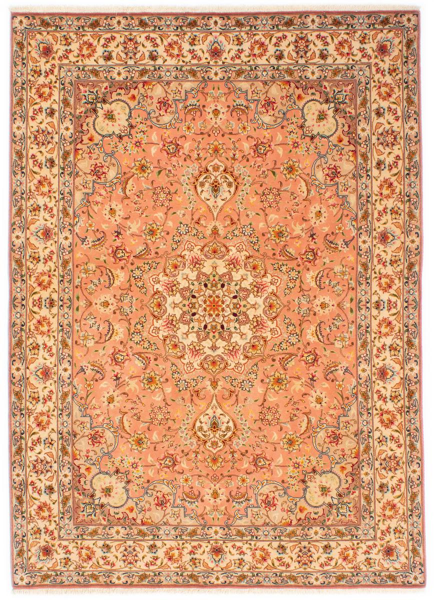 Persian Rug Tabriz 50Raj Silk Warp 6'11"x4'11" 6'11"x4'11", Persian Rug Knotted by hand