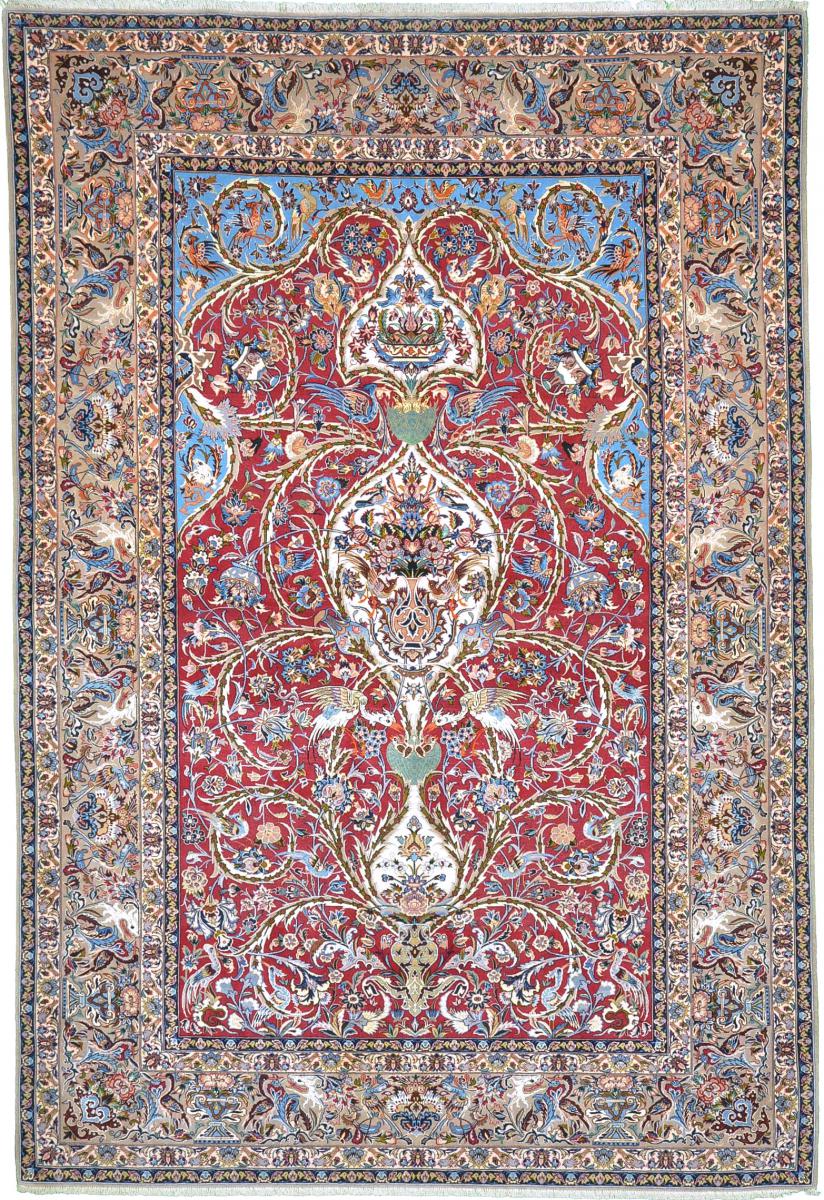 Persian Rug Isfahan Silk Warp 8'0"x5'5" 8'0"x5'5", Persian Rug Knotted by hand