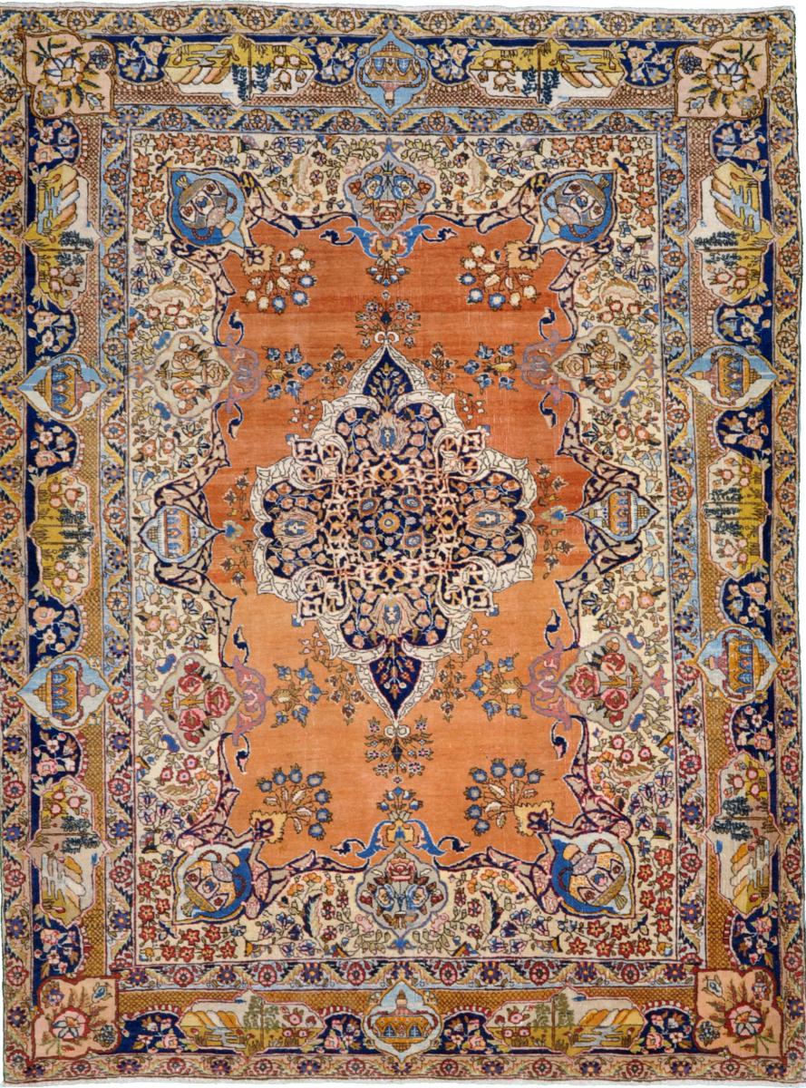  ペルシャ絨毯 タブリーズ アンティーク 191x137 191x137,  ペルシャ絨毯 手織り