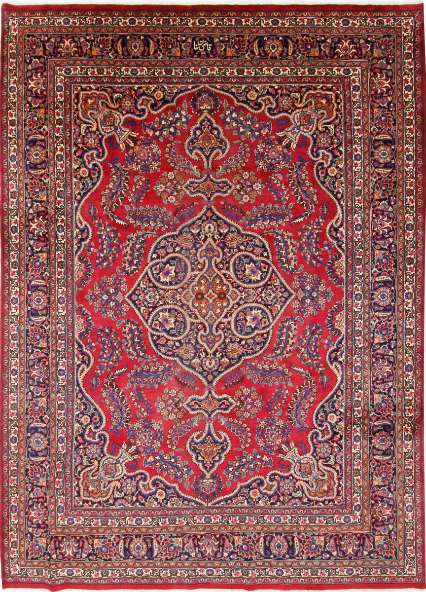 Persian Rug Mashhad Signed 12'6"x9'1" 12'6"x9'1", Persian Rug Knotted by hand