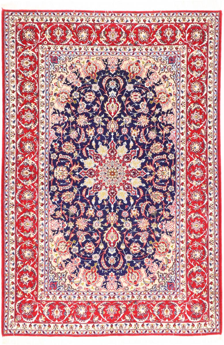 Persian Rug Isfahan Silk Warp 7'8"x5'3" 7'8"x5'3", Persian Rug Knotted by hand