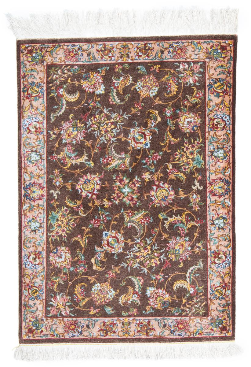 Persian Rug Qum Silk 2'10"x2'0" 2'10"x2'0", Persian Rug Knotted by hand