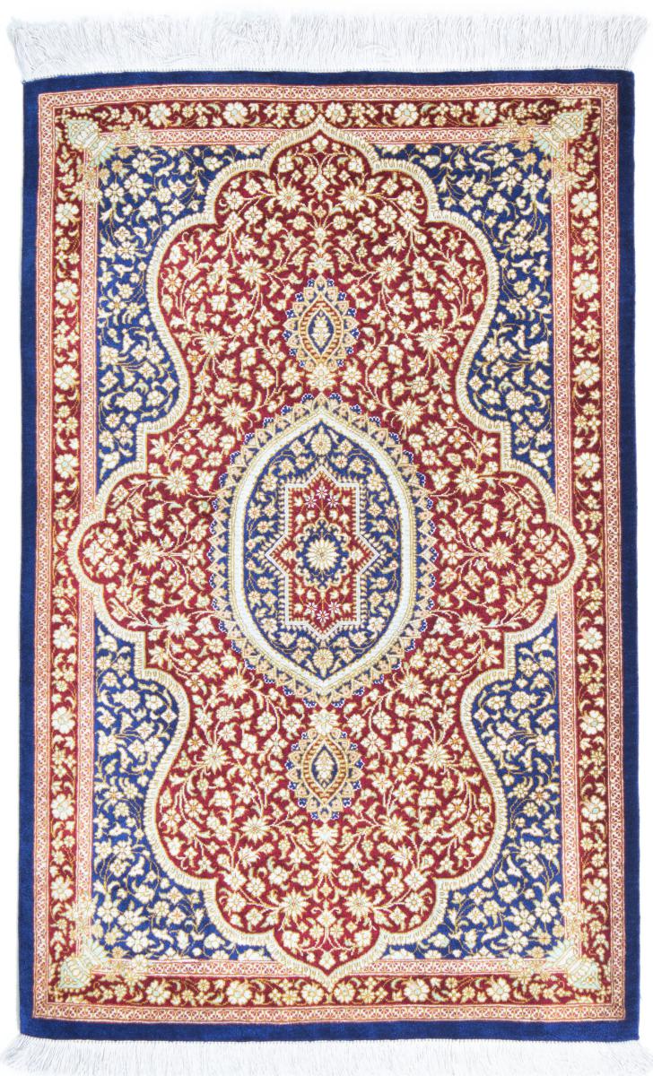  ペルシャ絨毯 クム シルク 92x61 92x61,  ペルシャ絨毯 手織り