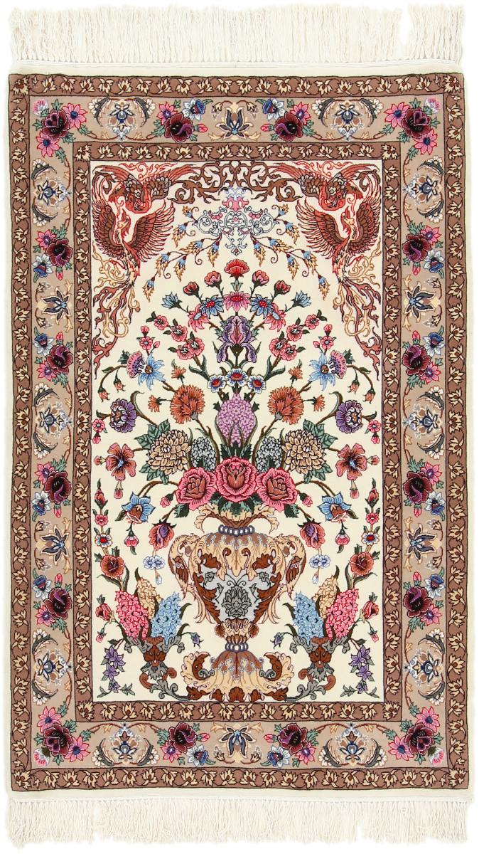 Persian Rug Isfahan Silk Warp 4'3"x2'9" 4'3"x2'9", Persian Rug Knotted by hand