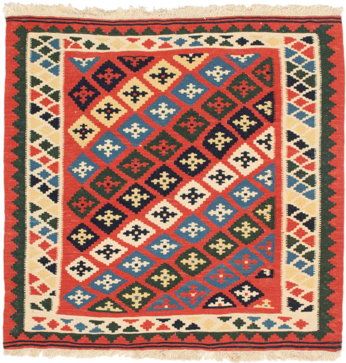 Persian Rug Kilim Fars 3'2"x3'1" 3'2"x3'1", Persian Rug Woven by hand
