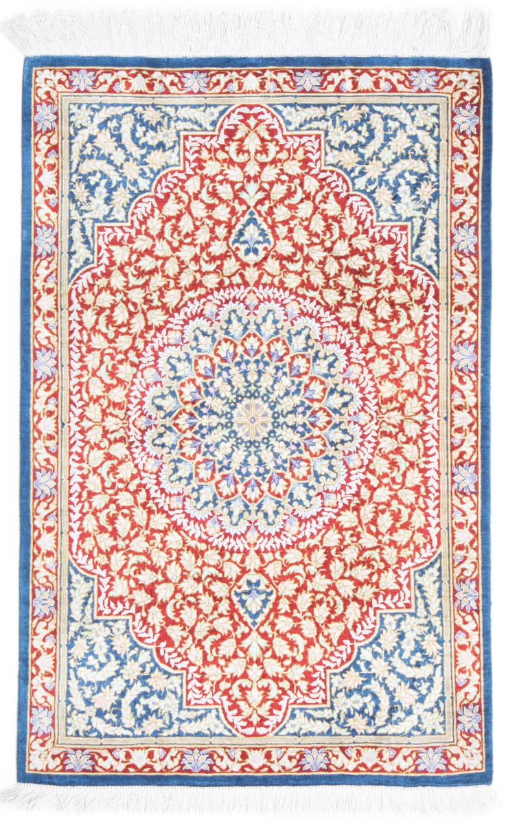  ペルシャ絨毯 クム シルク 2'9"x1'8" 2'9"x1'8",  ペルシャ絨毯 手織り