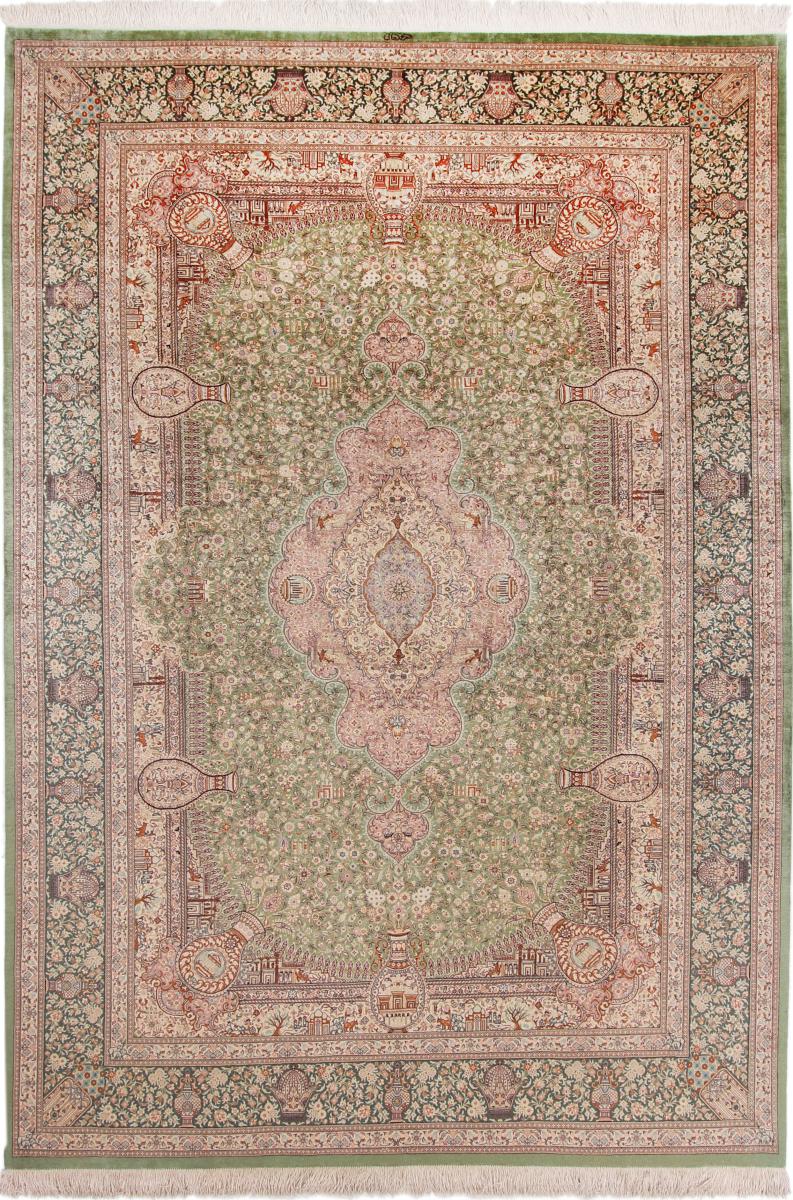 Persialainen matto Ghom Silkki 294x196 294x196, Persialainen matto Solmittu käsin