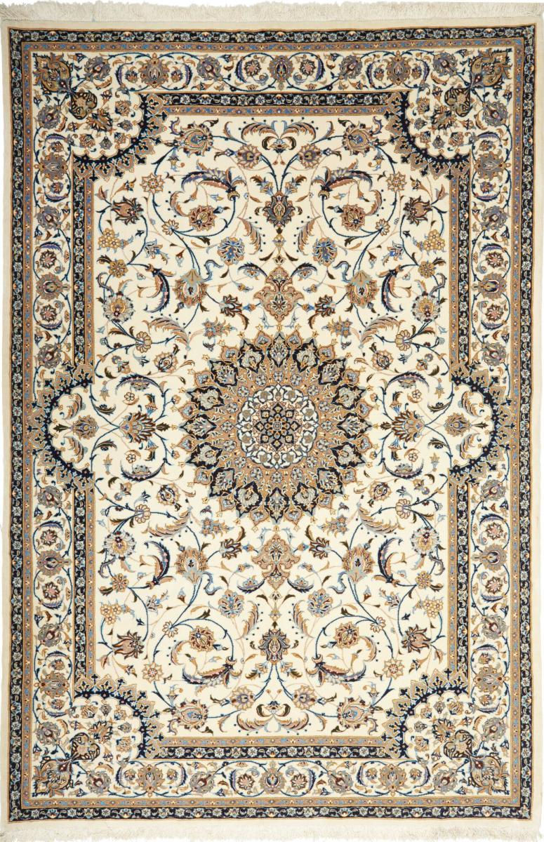 Persian Rug Isfahan Silk Warp 6'9"x4'7" 6'9"x4'7", Persian Rug Knotted by hand