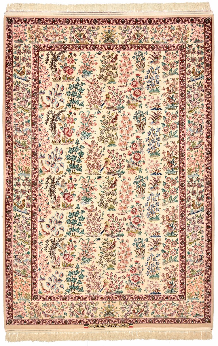 Perserteppich Isfahan Seidenkette 222x150 222x150, Perserteppich Handgeknüpft